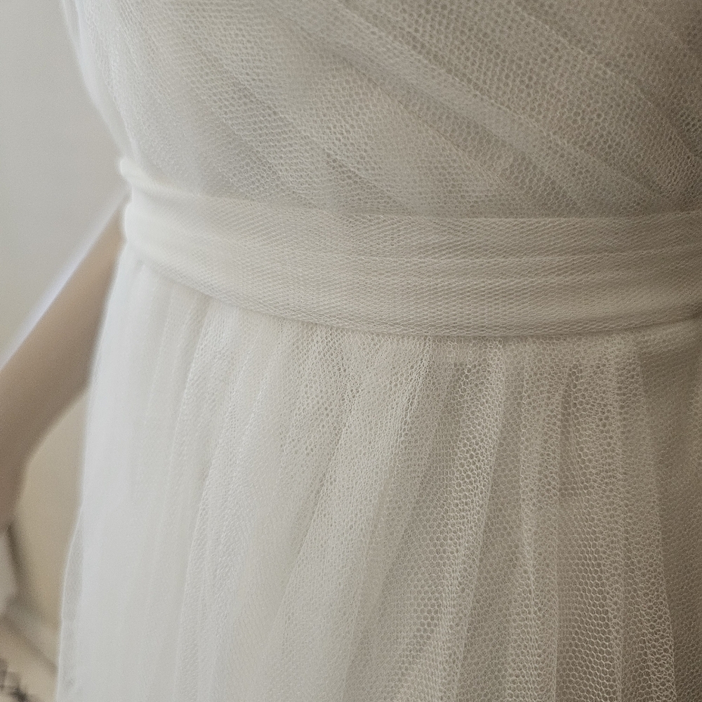 Strapless Sweetheart White Tulle Maxi Dress - Picture 8 of 16